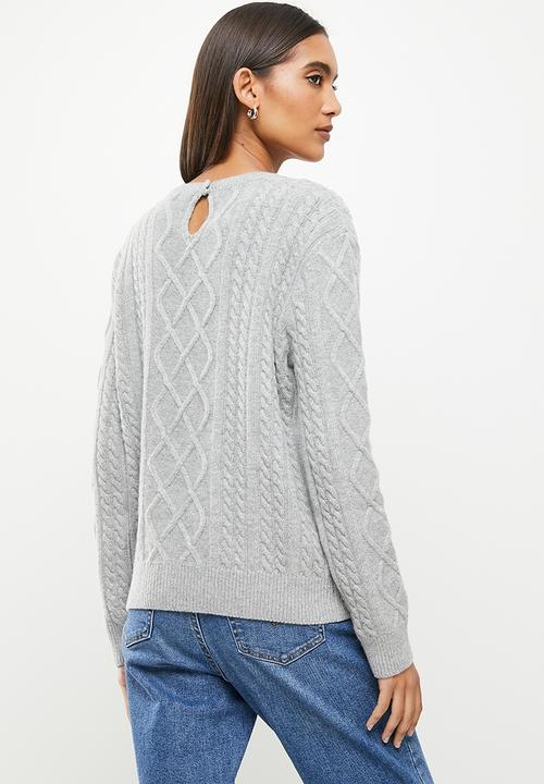 Superdry. - Premium cable crew - grey 
