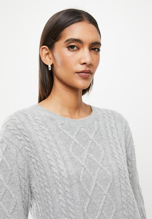 Superdry. - Premium cable crew - grey 