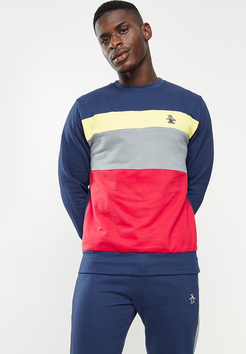 Original Penguin - Penguin colour block sweat - dark sapphire