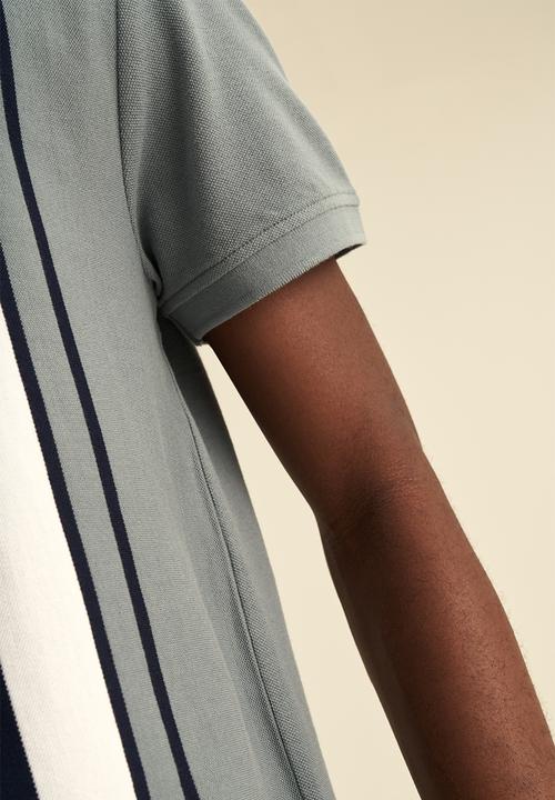 POLO - Mens vertical stripe short sleeve - aqua