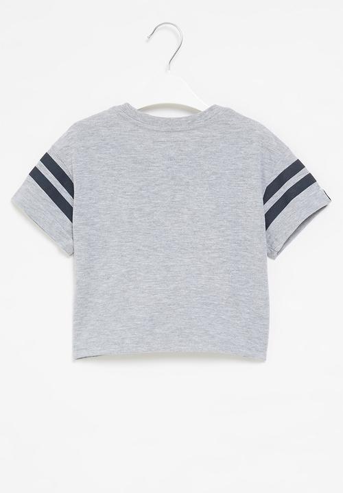 Aca Joe - Aca joe embroidered applique cropped baseball tee - grey