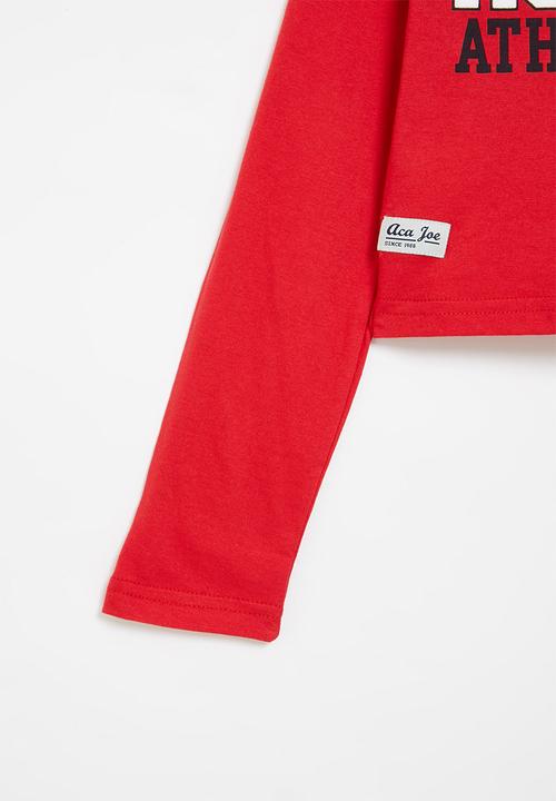 Aca Joe - Aca joe embroidered cropped  tee - red