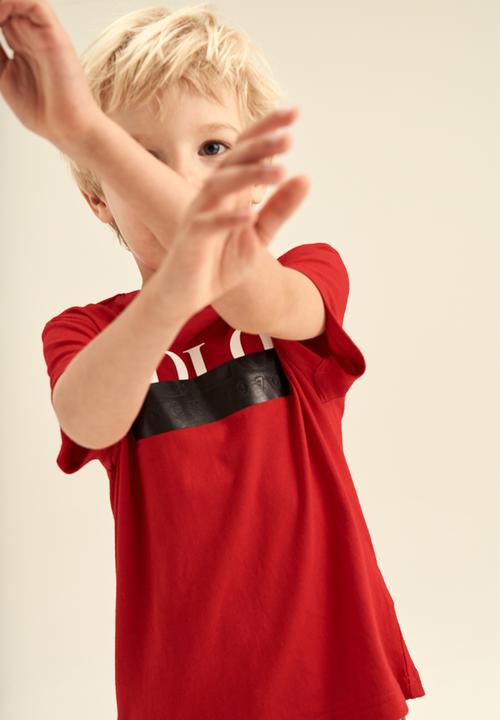 POLO - Boys printed short sleeve tee - red