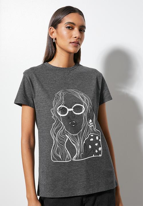 Superbalist - Relaxed printed tee -  charcoal