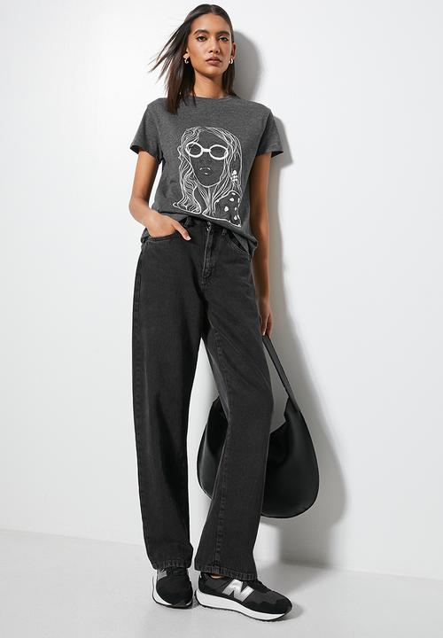 Superbalist - Relaxed printed tee -  charcoal