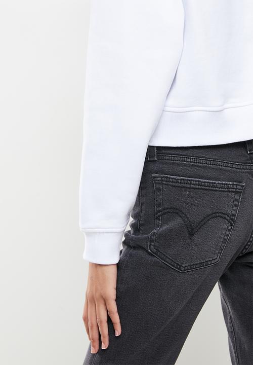 GUESS - Long sleeve guess logo crop pullover - pure white