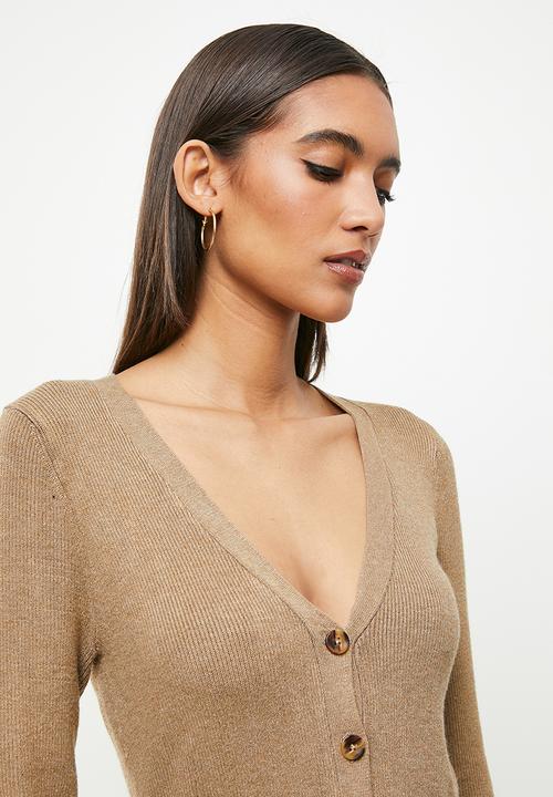 GUESS - Long sleeve luis cardigan belted dress - beach tan