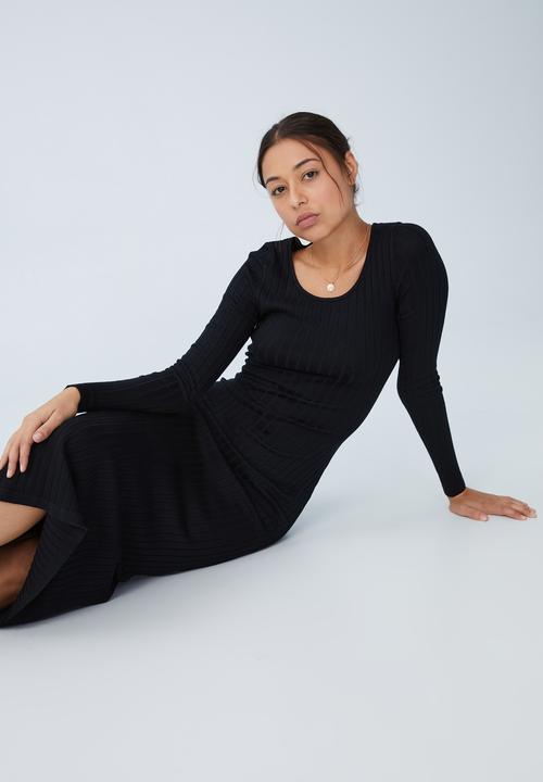 Cotton On - Space dye knit midaxi dress - black