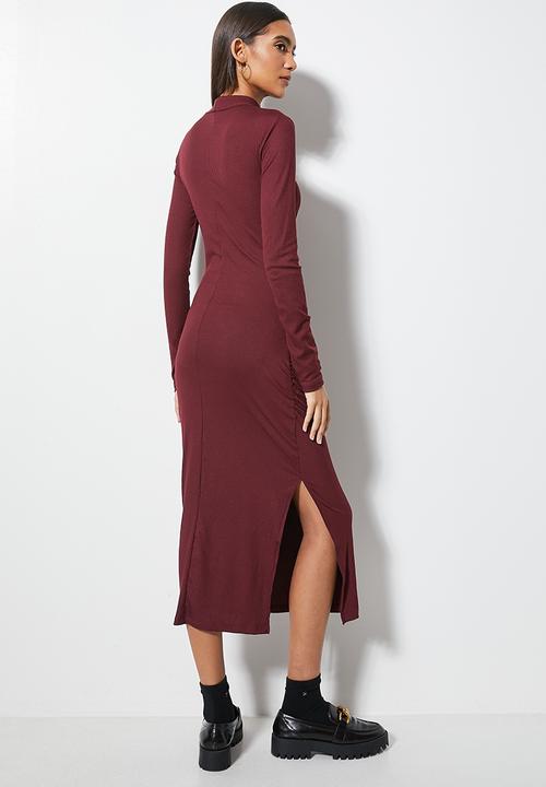 Superbalist - Ruched bodycon - windsor wine