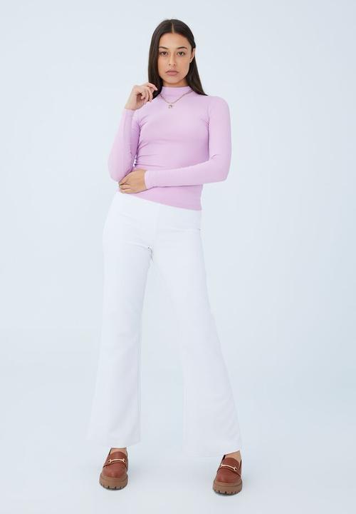Cotton On - Staple rib mock neck long sleeve top - poppy pink