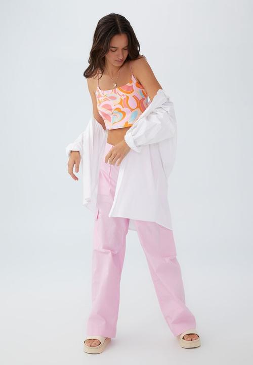 Cotton On - Eden scoop neck elastic strap cami - serena swirl pop pink