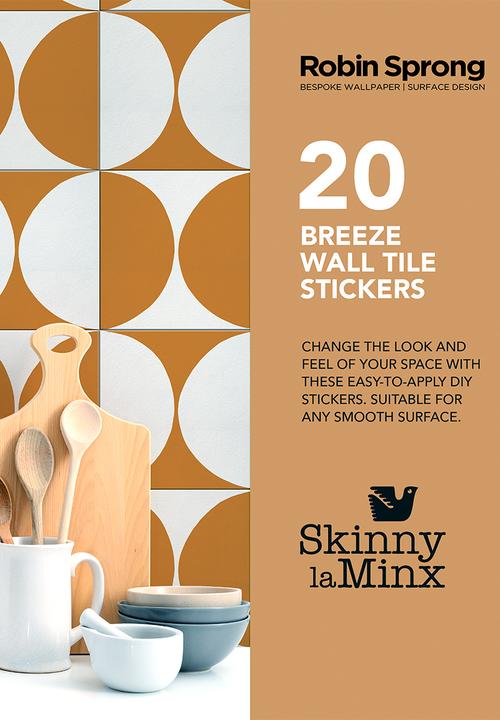 Robin Sprong - 20 Breeze wall tile stickers - mustard