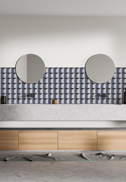 Robin Sprong - 20 Castelli triangolo wall tile stickers - blue