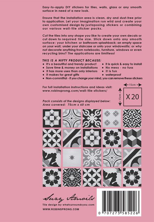 Robin Sprong - 20 Marrakesh wall tile stickers - black