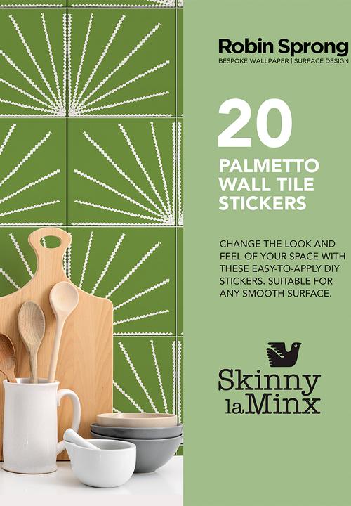 Robin Sprong - 20 Palmetto wall tile stickers - green