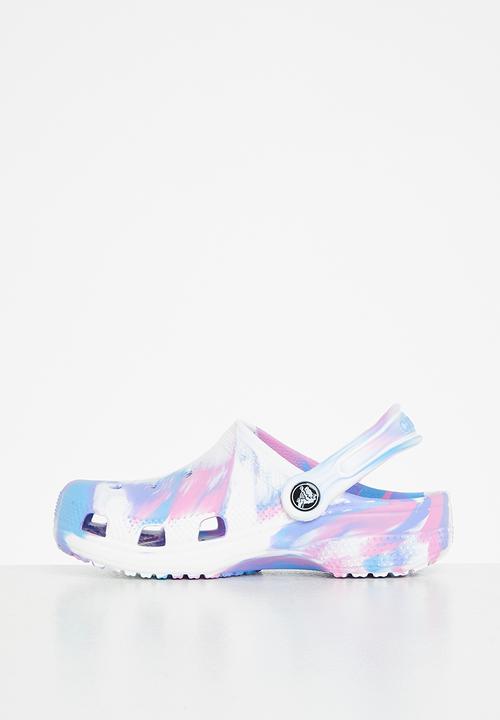 Crocs - Classic marbled clog - white & pink