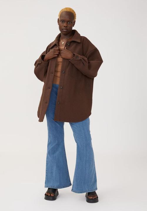 Cotton On - Curve boxy shacket - brown