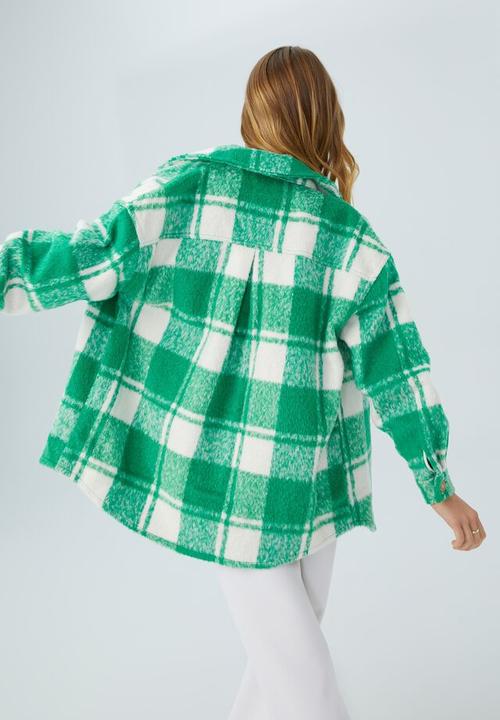 Cotton On - The boxy shacket - block check green/white
