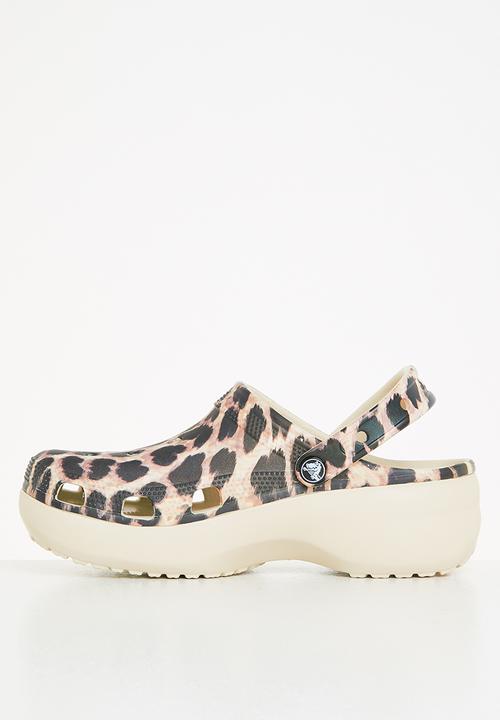 Crocs - Classic platform animal remix clog w - bone & leopard