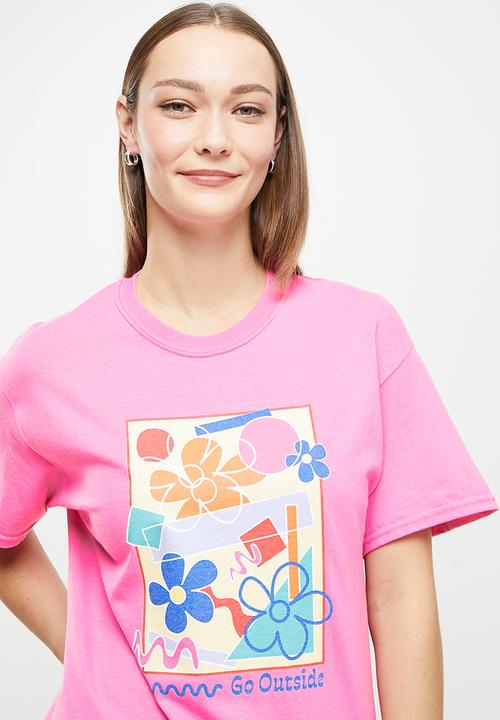 Daisy Street - Abstract floral tyler tee - pink