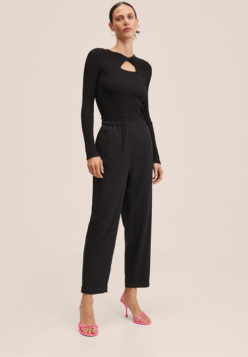 MANGO - Trousers fluido - black