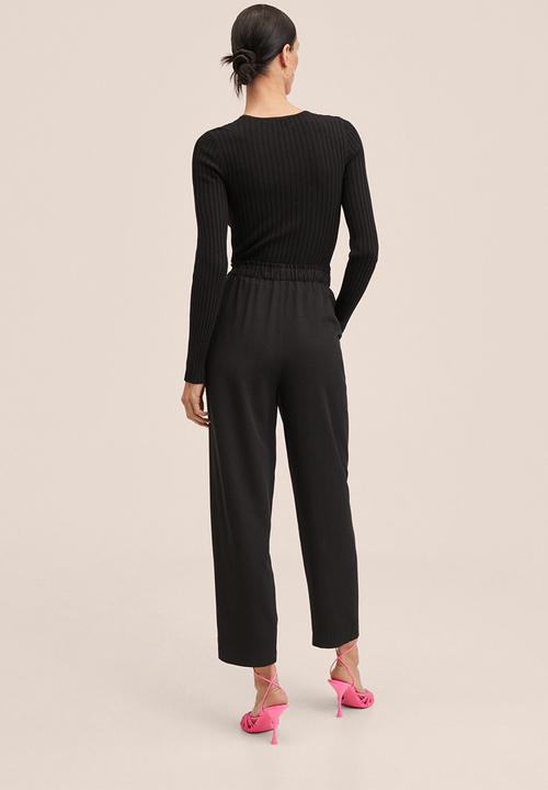 MANGO - Trousers fluido - black