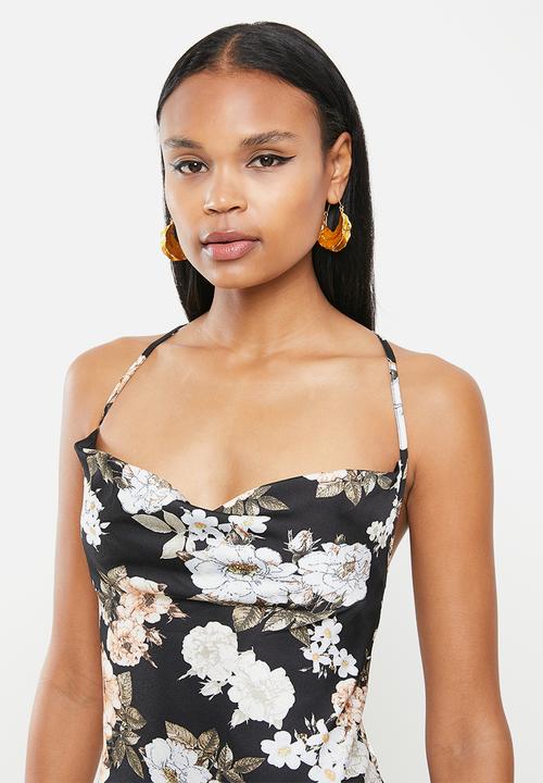 Missguided - Cowl cami midaxi dress floral - black