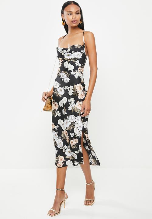 Missguided - Cowl cami midaxi dress floral - black