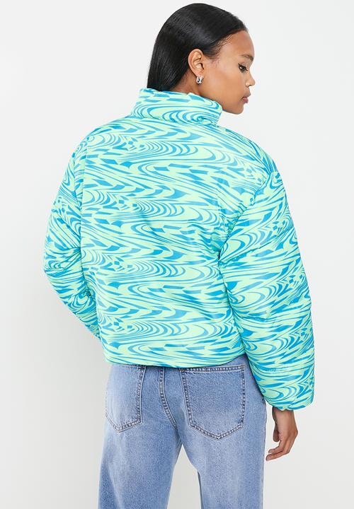 Missguided - Swirl print puffer - blue