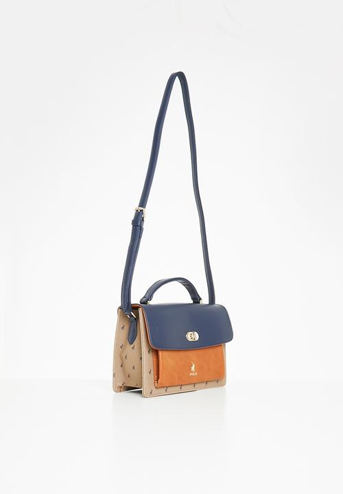 POLO - Colourblock flapover sling - camel