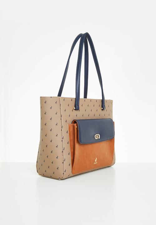 POLO - Colourblock tote - camel