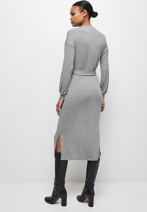 edit - Funnel neck warm handle midi - grey melange