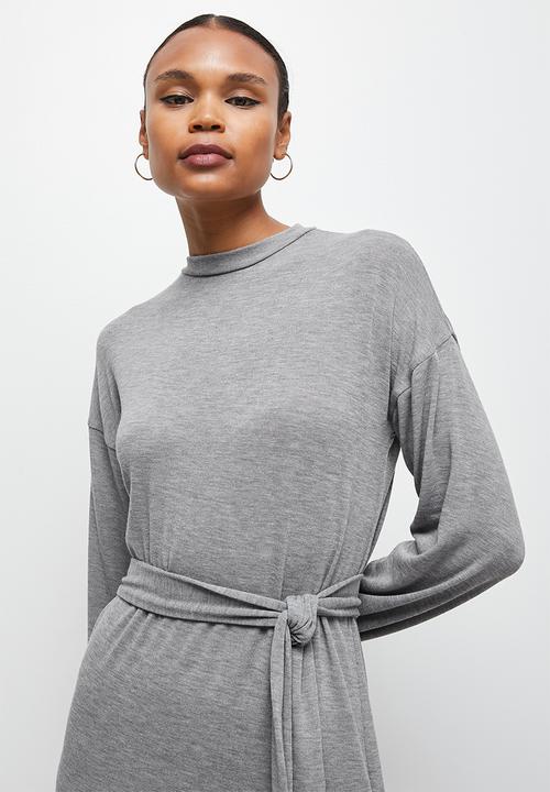 edit - Funnel neck warm handle midi - grey melange