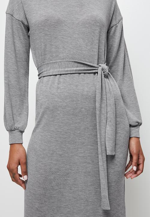 edit - Funnel neck warm handle midi - grey melange