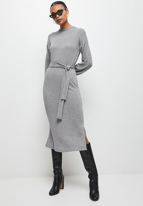 edit - Funnel neck warm handle midi - grey melange