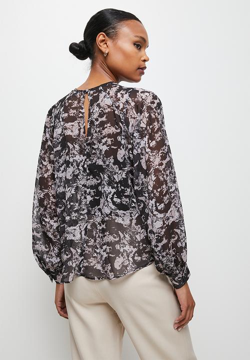 edit - Romantic balloon sleeve blouse - multi 