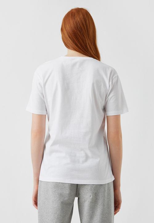 Koton - Printed short sleeve cotton T-shirt - ecru