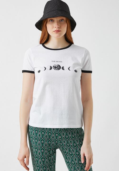 Koton - Printed short sleeve cotton T-shirt - off white