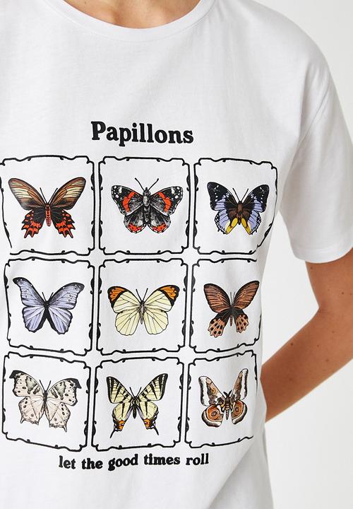 Koton - Printed short sleeve cotton T-shirt - ecru