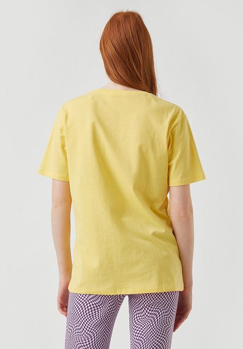 Koton - Printed short sleeve cotton T-shirt - yellow