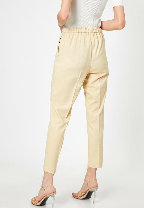 Koton - Medium rise ankle grazer trousers - yellow