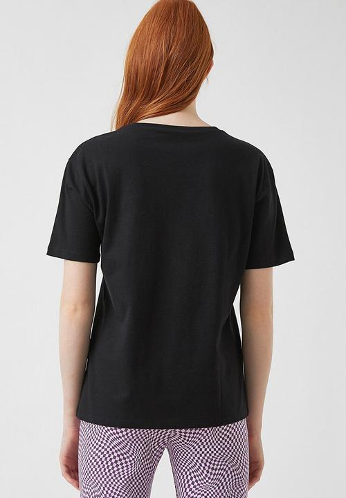 Koton - Printed short sleeve cotton T-shirt - black
