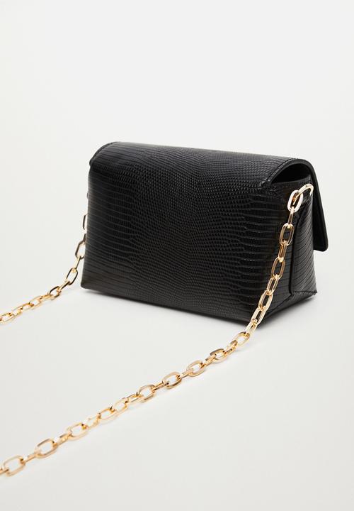 MANGO - Crossbody bag with chain - black