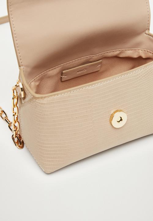 MANGO - Crossbody bag with chain - beige