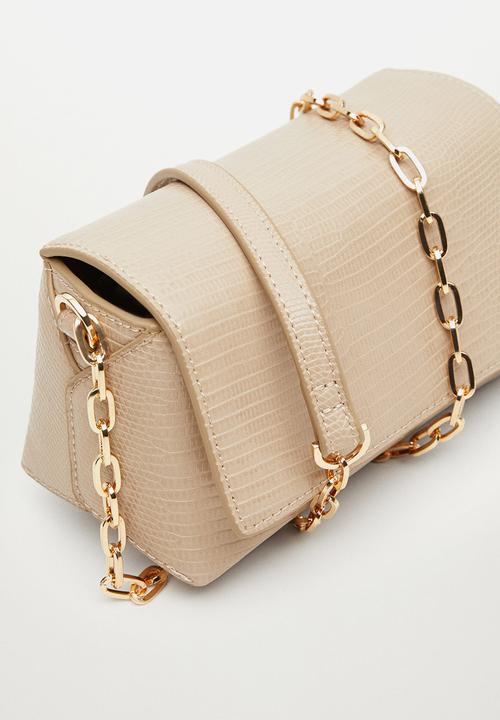 MANGO - Crossbody bag with chain - beige