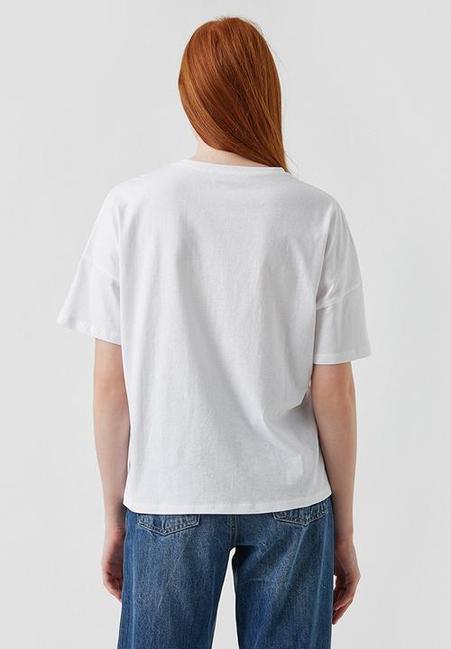 Koton - Printed short sleeve cotton T-shirt - off white