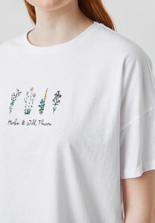 Koton - Printed short sleeve cotton T-shirt - off white