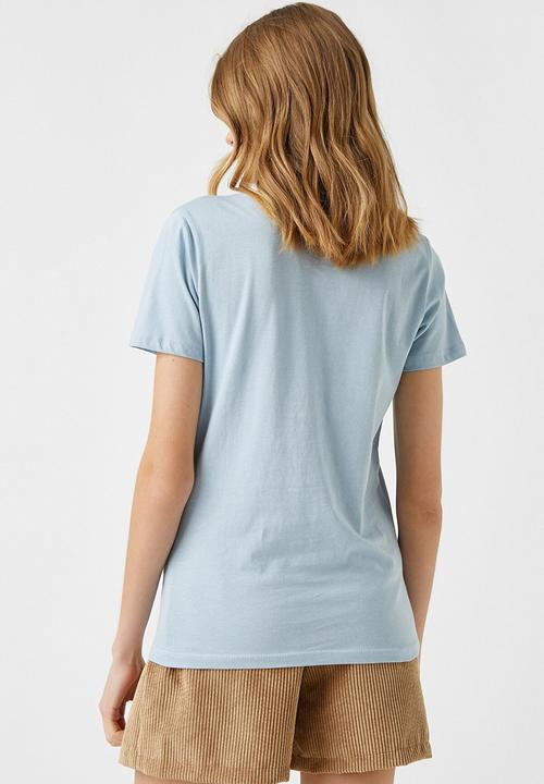 Koton - Crew neck short sleeve printed T-shirt - blue