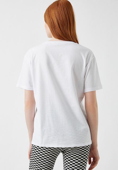 Koton - Printed short sleeve cotton T-shirt - ecru