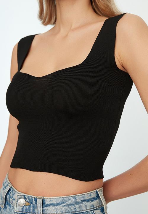 Koton - Square collar knitwear blouse - black